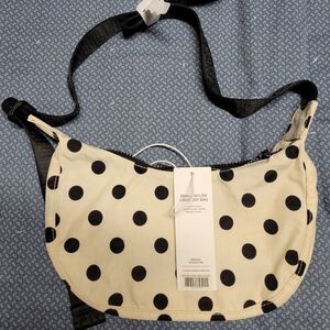 Baggu Small Crescent Cream Polka Dots NWT